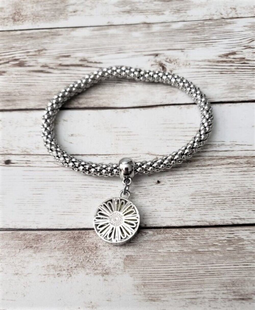 Aromatherapy Stretch Bracelet - Silver Tone